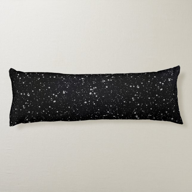 Glitter Stars2 - Silver Black Body Pillow (Back)
