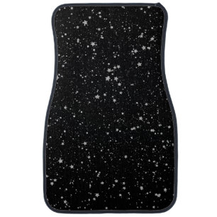 Glitter Stars2 - Silver Black Car Floor Mat