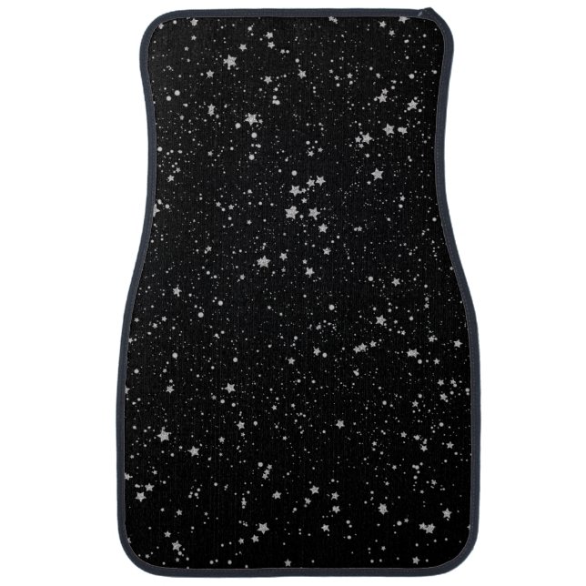 Glitter Stars2 - Silver Black Car Floor Mat (Front)