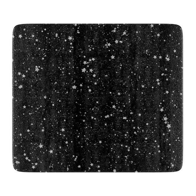 Glitter Stars2 - Silver Black Cutting Board (Front)