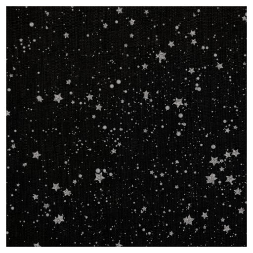 Glitter Stars2 - Silver Black Fabric