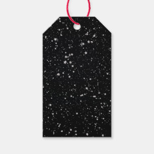 Glitter Stars2 - Silver Black Gift Tags