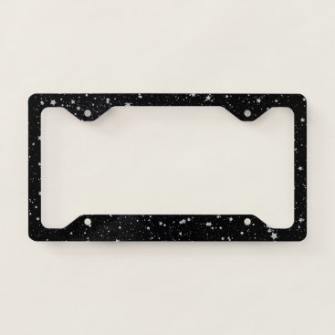 Glitter Stars2 - Silver Black License Plate Frame
