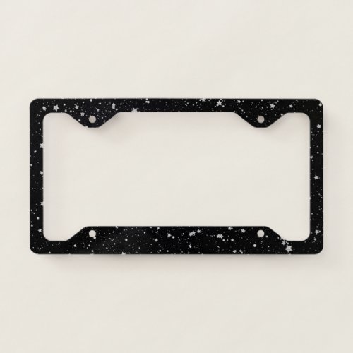 Glitter Stars2 _ Silver Black License Plate Frame