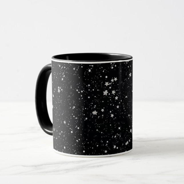 Glitter Stars2 - Silver Black Mug (Front Left)