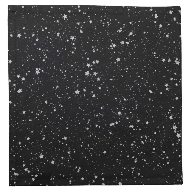 Glitter Stars2 - Silver Black Napkin (Front)