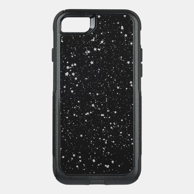 Glitter Stars2 - Silver Black Otterbox iPhone Case (Back)