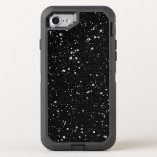 Glitter Stars2 - Silver Black OtterBox Defender iPhone SE/8/7 Case