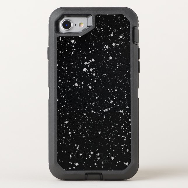 Glitter Stars2 - Silver Black Otterbox iPhone Case (Back)