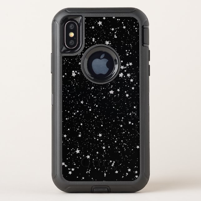 Glitter Stars2 - Silver Black Otterbox iPhone Case (Back)