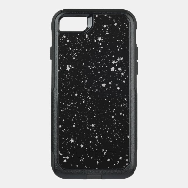 Glitter Stars2 - Silver Black Otterbox iPhone Case (Back)