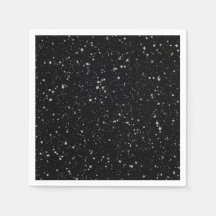 Glitter Stars2 - Silver Black Paper Napkins