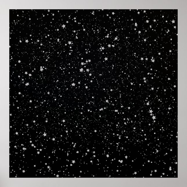 Glitter Stars2 - Silver Black Poster (Front)