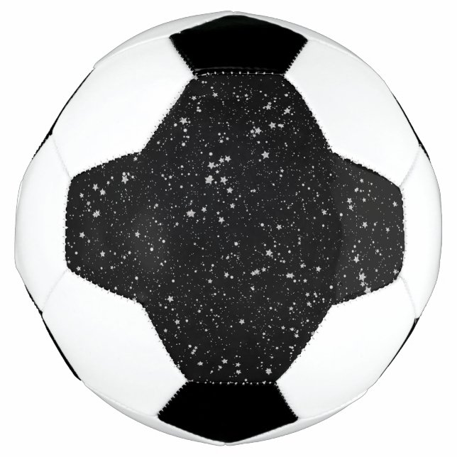 Glitter Stars2 - Silver Black Soccer Ball (Front)
