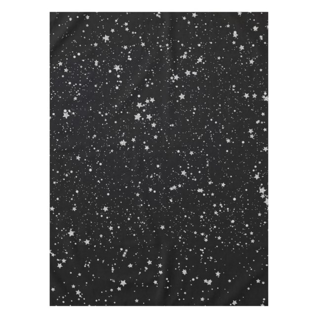 Glitter Stars2 - Silver Black Tablecloth (Front)