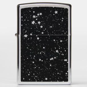 Glitter Stars2 - Silver Black Zippo Lighter