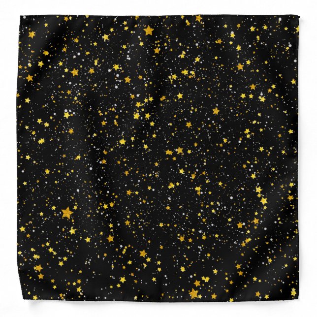 Glitter Stars3 - Gold Black Bandana (Front)