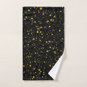 Glitter Stars3 - Gold Black Hand Towel