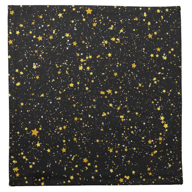 Glitter Stars3 - Gold Black Napkin (Front)