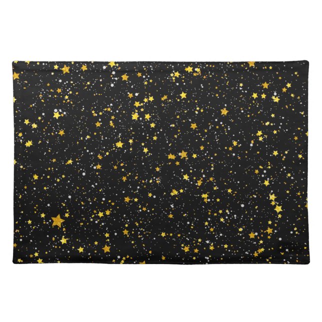 Glitter Stars3 - Gold Black Placemat (Front)