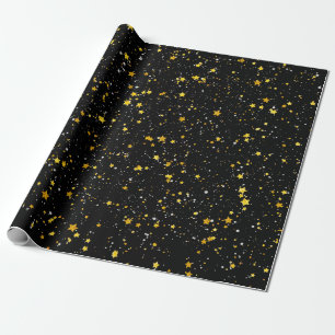 Glitter Stars3 - Gold Black Wrapping Paper