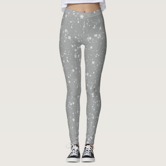 Glitter Stars4 - Silver Leggings (Front)
