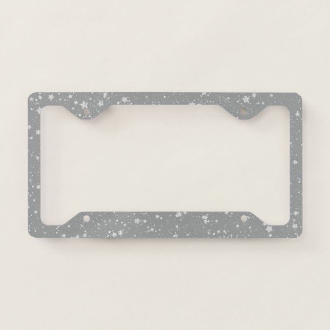 Glitter Stars4 - Silver License Plate Frame (Front)