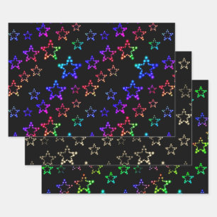 Glitter Stars Collection Wrapping Paper Sheets