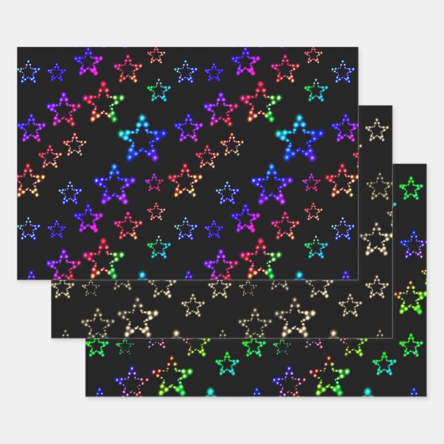 Glitter Stars Collection Wrapping Paper Sheets (Set)