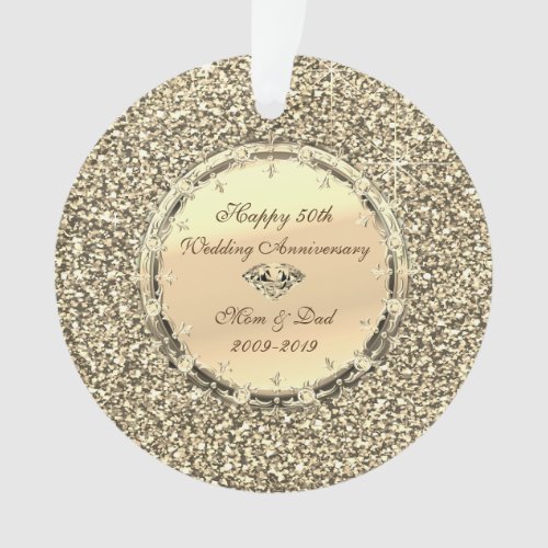 Glitter Stars Diamonds 50th Wedding Anniversary Ornament