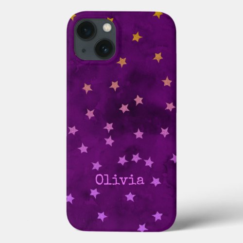 Glitter stars on grunge paper iPhone 13 case