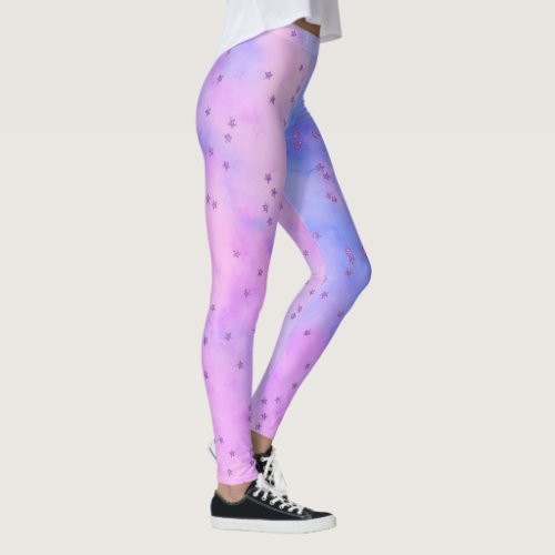 Glitter stars on marbled paper leggings