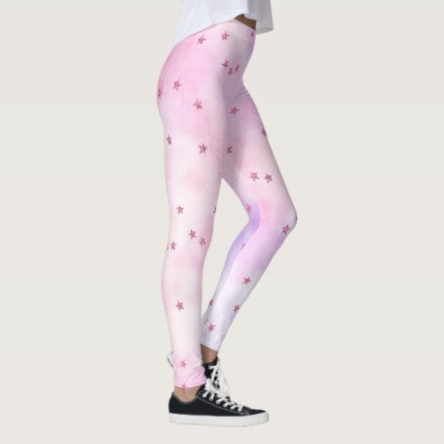 Glitter stars on marbled paper leggings