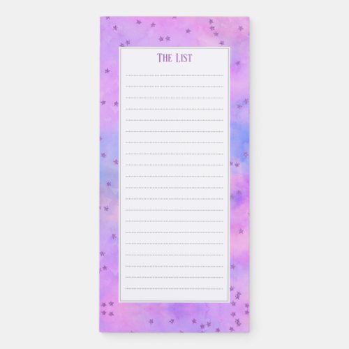 Glitter stars on marbled paper magnetic notepad
