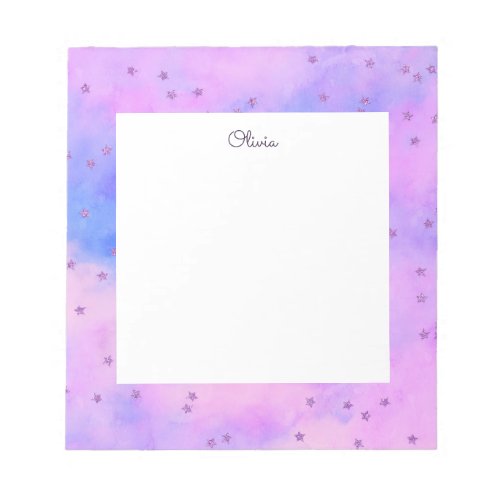 Glitter stars on marbled paper notepad