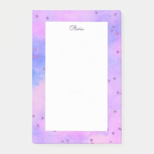 Glitter stars on marbled paper post_it notes