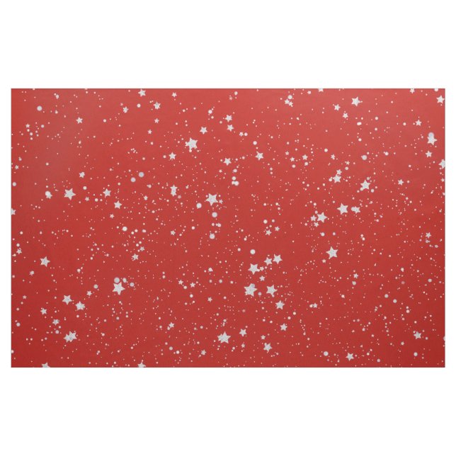 Glitter Stars - Silver Red Fabric (Fat Quarter)