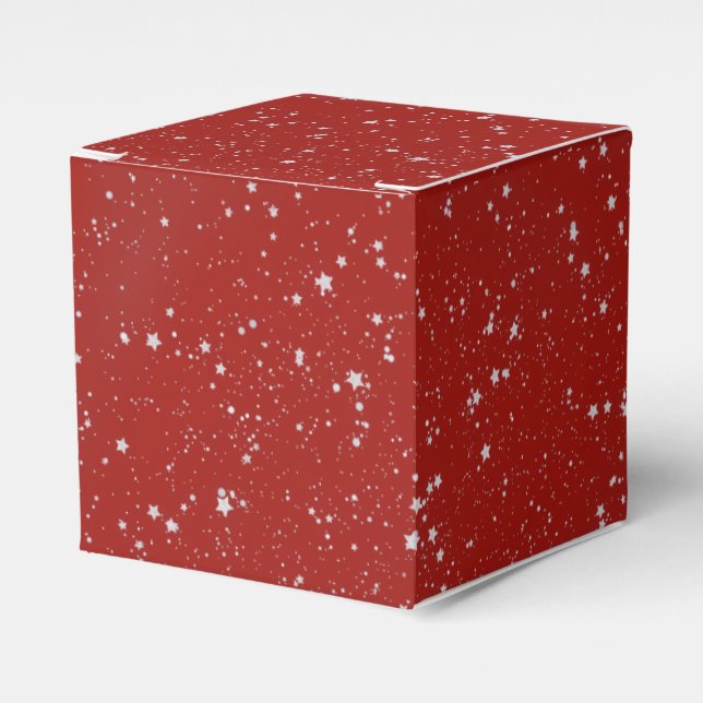 Glitter Stars - Silver Red Favor Boxes (Front Side)