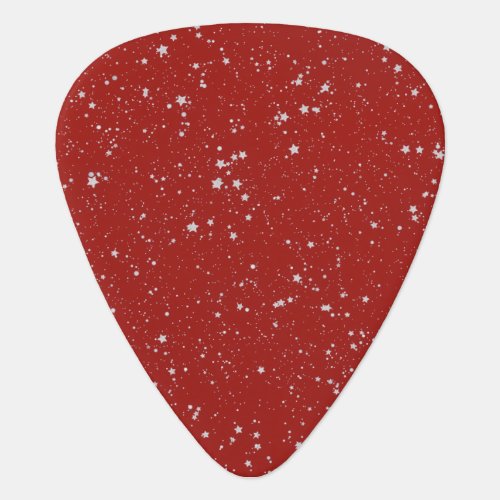 Glitter Stars _ Silver Red Guitar Pick