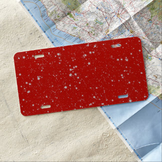 Glitter Stars - Silver Red License Plate