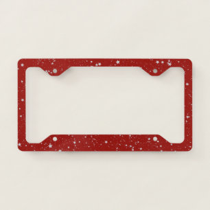 Glitter Stars - Silver Red License Plate Frame