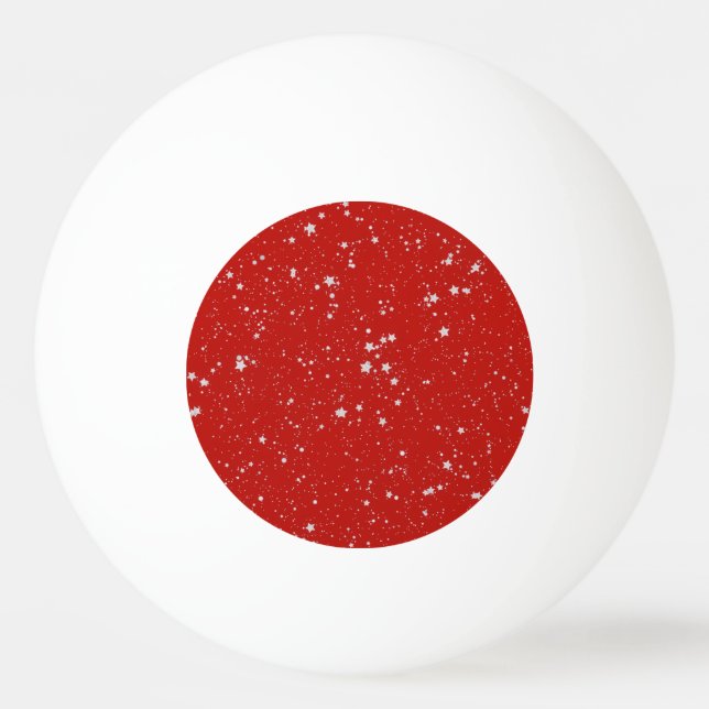 Glitter Stars - Silver Red Ping-Pong Ball (Front)