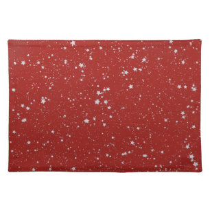 Glitter Stars - Silver Red Placemat