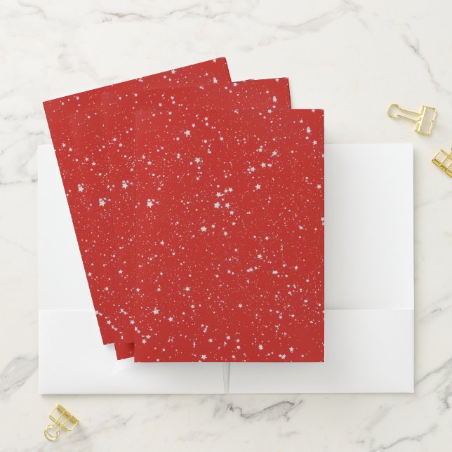 Glitter Stars - Silver Red Pocket Folder (In Situ)