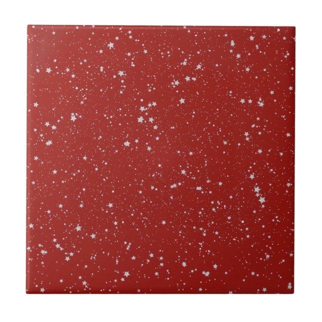 Glitter Stars - Silver Red Tile (Front)