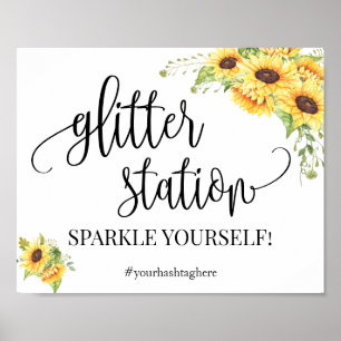 Glitter station sign sunflowers bridal shower