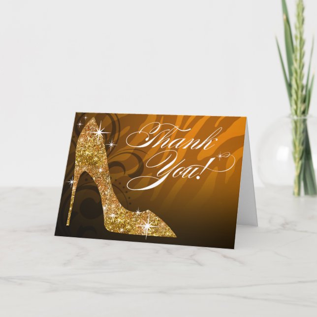 Glitter Stiletto Zebra Thank You | gold (Front)