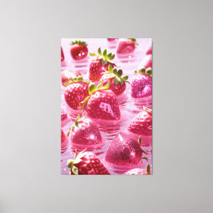 Glitter strawberries Stretched Canvas Print