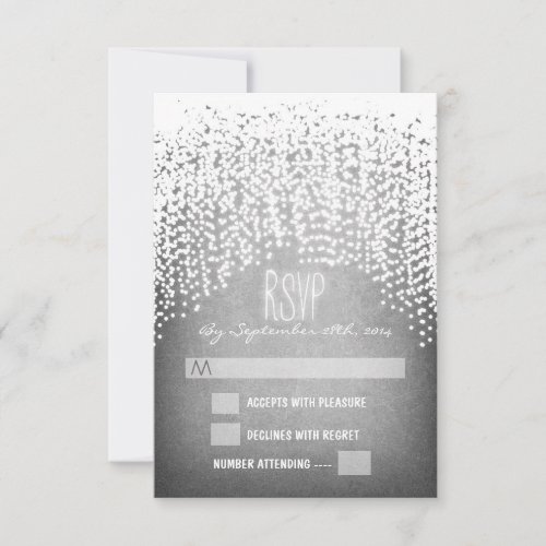 glitter string lights wedding RSVP cards