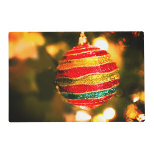 Glitter Stripe Ornament Laminated Placemat